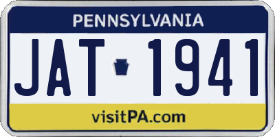 PA license plate JAT1941