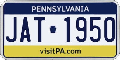 PA license plate JAT1950