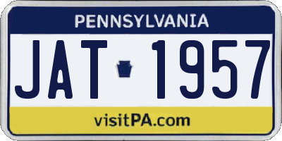 PA license plate JAT1957