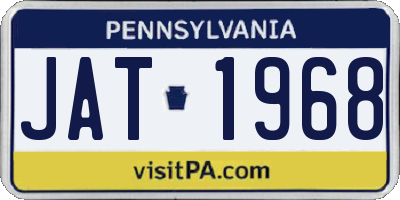 PA license plate JAT1968