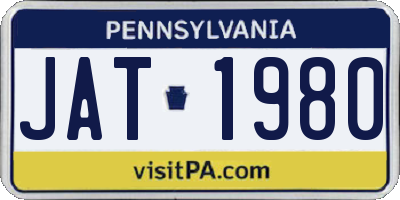 PA license plate JAT1980