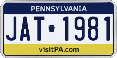 PA license plate JAT1981