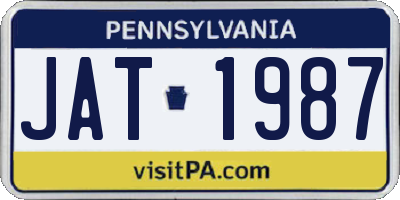 PA license plate JAT1987
