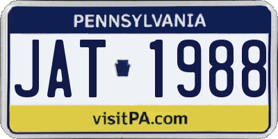 PA license plate JAT1988