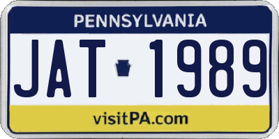 PA license plate JAT1989