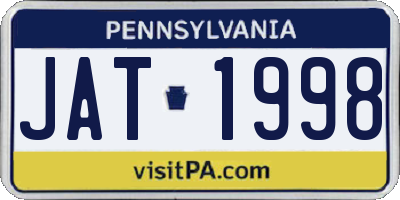 PA license plate JAT1998