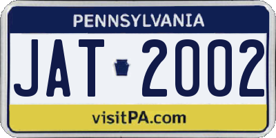 PA license plate JAT2002
