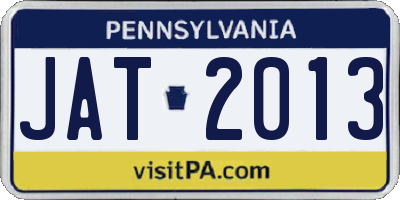 PA license plate JAT2013