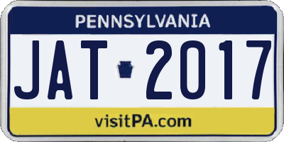 PA license plate JAT2017