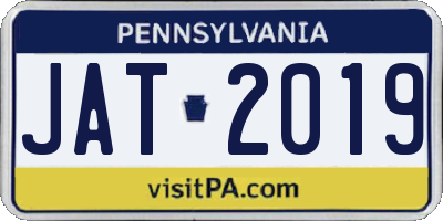 PA license plate JAT2019