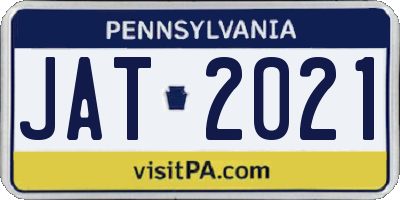 PA license plate JAT2021