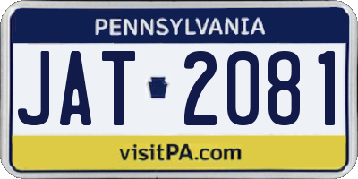 PA license plate JAT2081