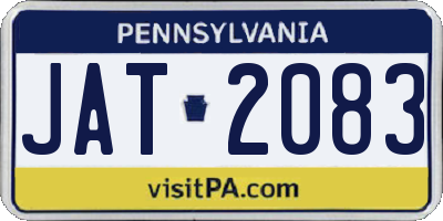PA license plate JAT2083