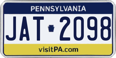 PA license plate JAT2098