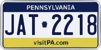 PA license plate JAT2218
