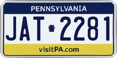 PA license plate JAT2281