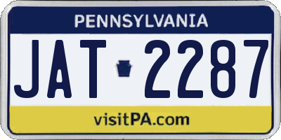 PA license plate JAT2287