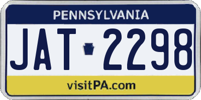 PA license plate JAT2298