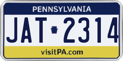 PA license plate JAT2314