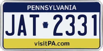 PA license plate JAT2331