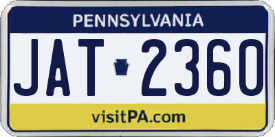 PA license plate JAT2360