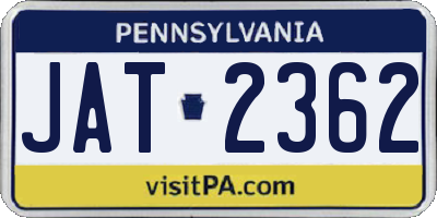 PA license plate JAT2362