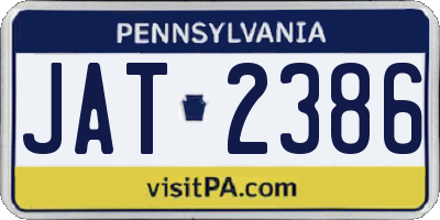 PA license plate JAT2386