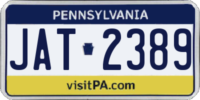 PA license plate JAT2389