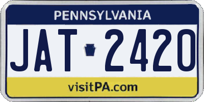 PA license plate JAT2420