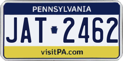 PA license plate JAT2462