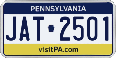 PA license plate JAT2501