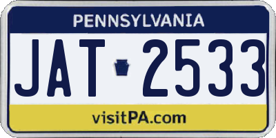 PA license plate JAT2533