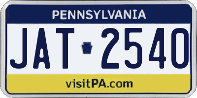 PA license plate JAT2540
