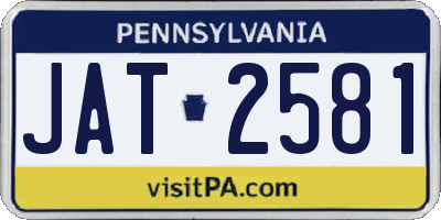PA license plate JAT2581
