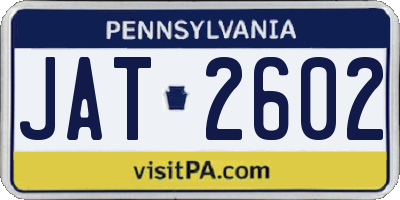 PA license plate JAT2602