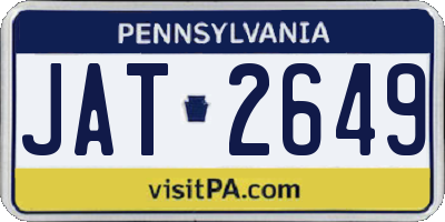 PA license plate JAT2649