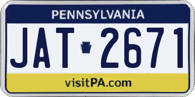 PA license plate JAT2671