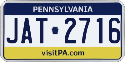 PA license plate JAT2716