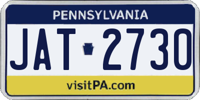 PA license plate JAT2730