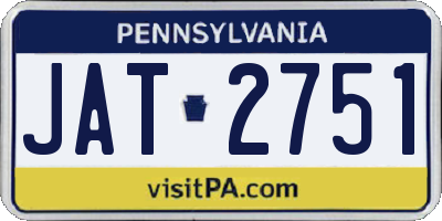 PA license plate JAT2751