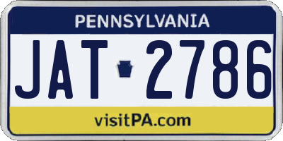 PA license plate JAT2786