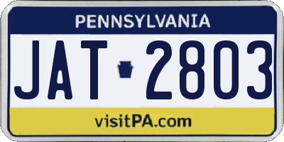 PA license plate JAT2803