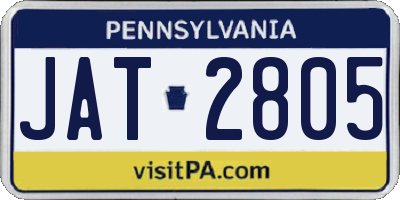 PA license plate JAT2805
