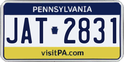 PA license plate JAT2831