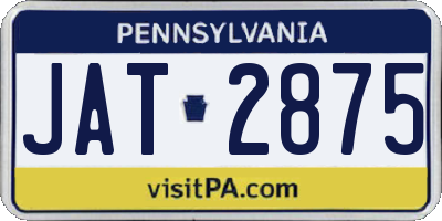 PA license plate JAT2875