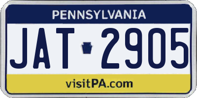 PA license plate JAT2905