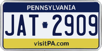 PA license plate JAT2909