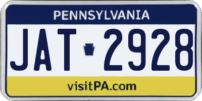 PA license plate JAT2928