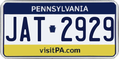 PA license plate JAT2929