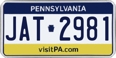 PA license plate JAT2981